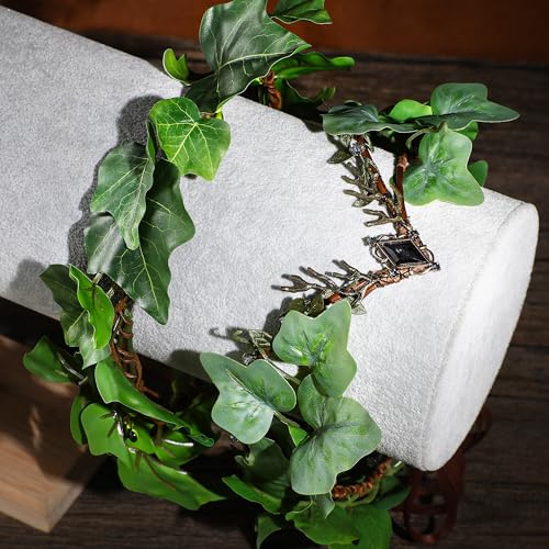 MOSTORY Green-Bronze Woodland Flower Crown Headband - Fairy Headpiece for Renaissance Costume Halloween Cosplay