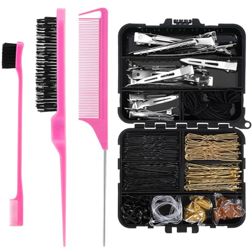 Pink Teenyyou Hair Accessories Kit with Bobby Pins & Brush Set - 164 pcs