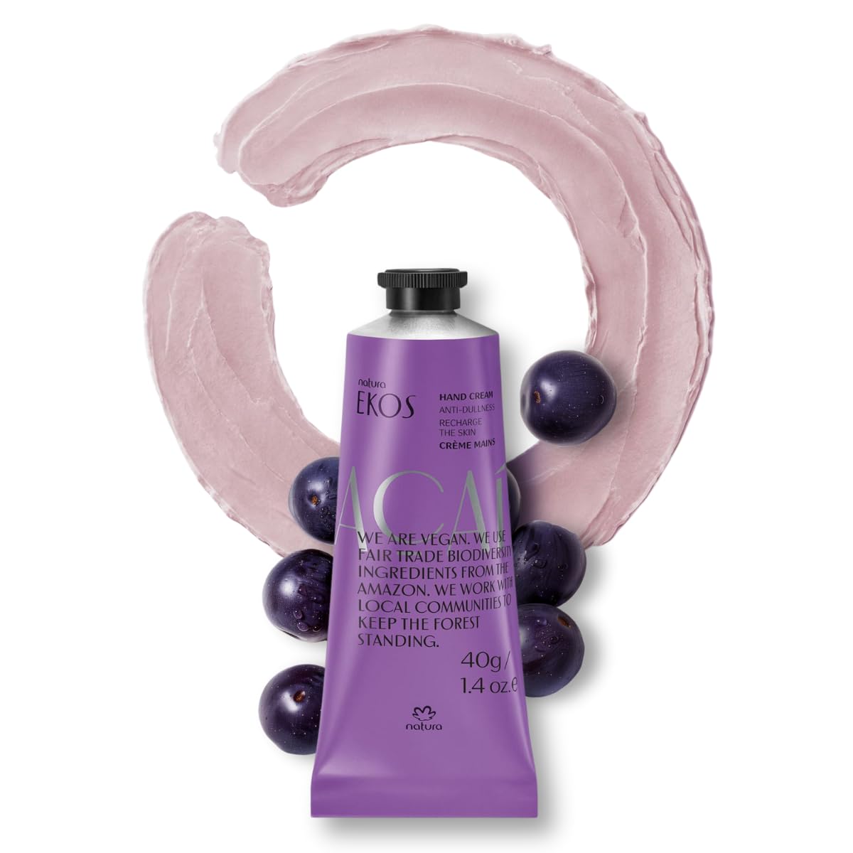 Açaí Hand Cream - Vegan Moisturizing Balm for Dry Hands - Antioxidant Hydration | Travel Size 1.41oz (40g)