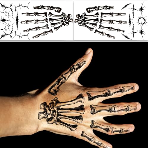ENYACOS B Halloween Skeleton Mouth Tattoo Set (10pcs) – Waterproof Horror Face Stickers, For Adults