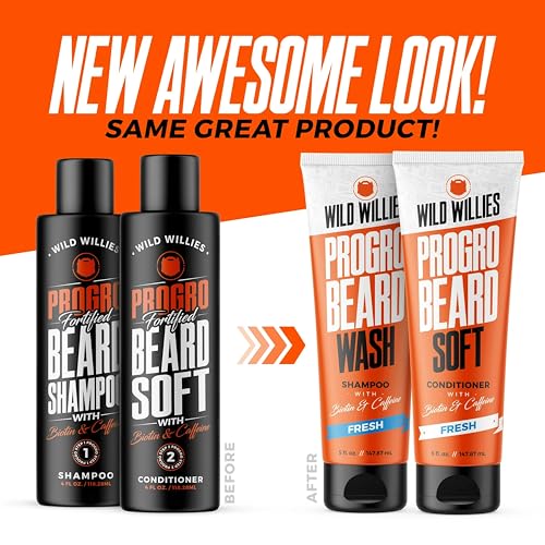 Wild Willies PROGRO Beard Conditioner - Biotin & Caffeine Softener, 5oz