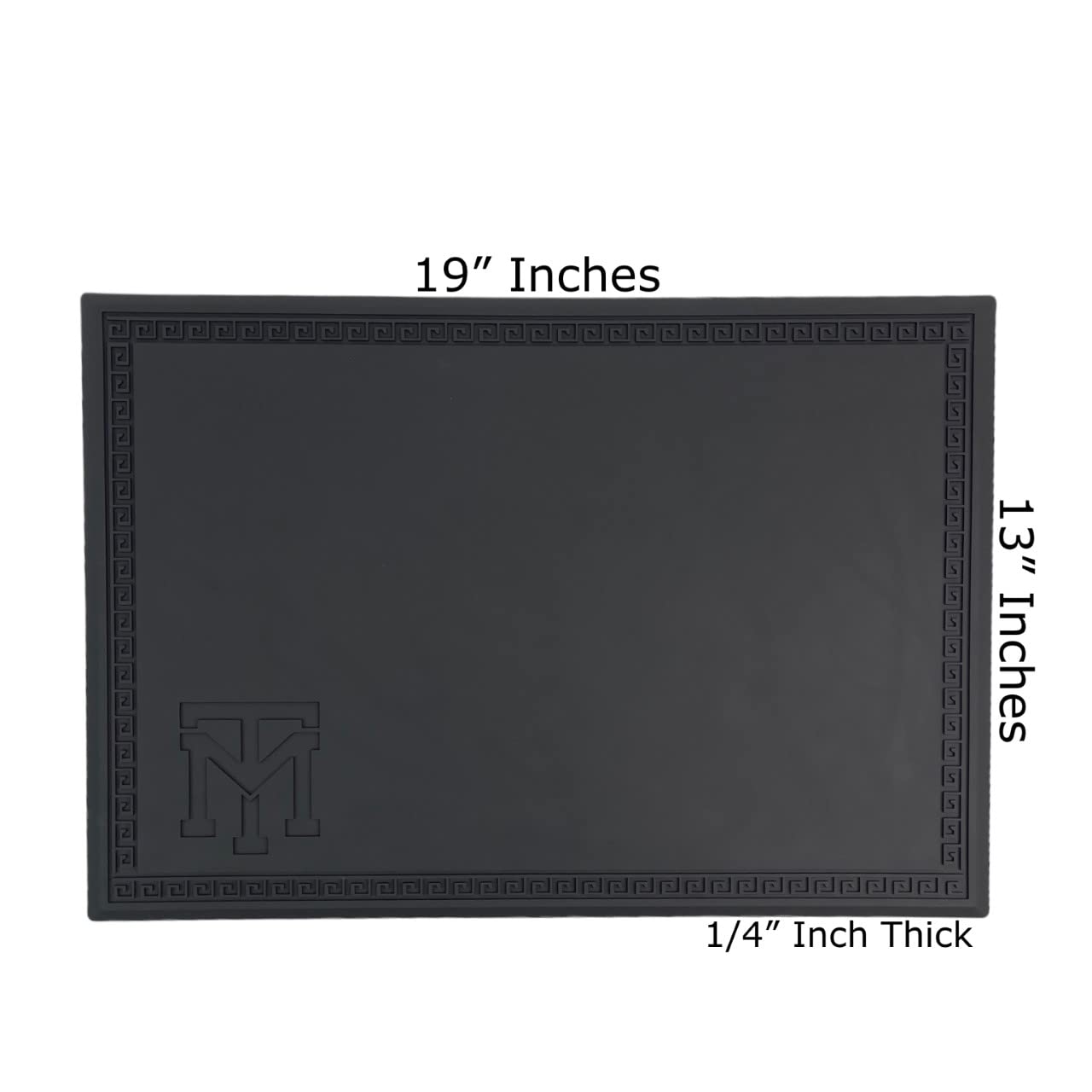 MANE TAME MT Black Barber Counter Station Mat 19" x 13" x .25, Matte, Flexible, Heavy Duty Mat.