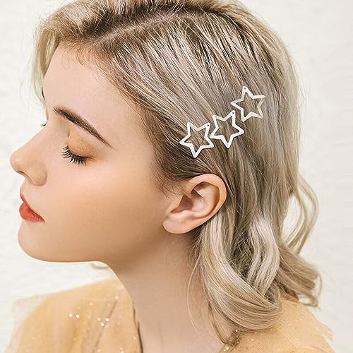 Y2K Star Hair Clips - 15 Pack Non-Slip Metal Barrettes for Women