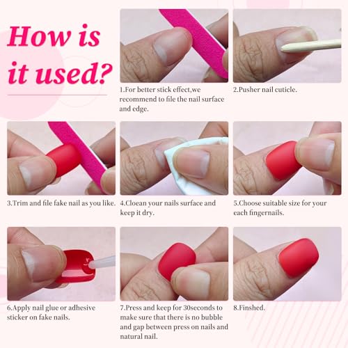 Lifextol 120PC Matte Black Square Press On Nails Short Fake Nails with Glue & Tools - Elegant Manicure Set