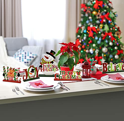6 Christmas Table Signs Wooden Centerpiece Decorations