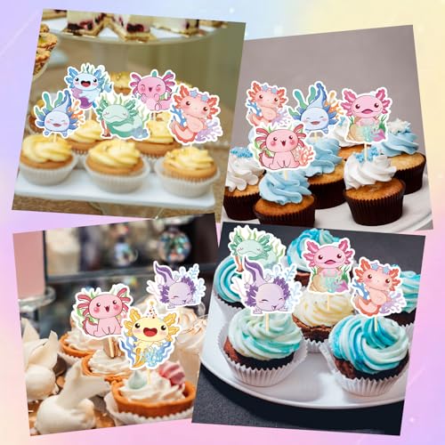 Axolotl Cupcake Toppers - 36PCS Cute Animal Party Decorations