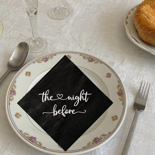50 Pack Black and Silver Cocktail Napkins - Elegant Disposable Paper for Parties
