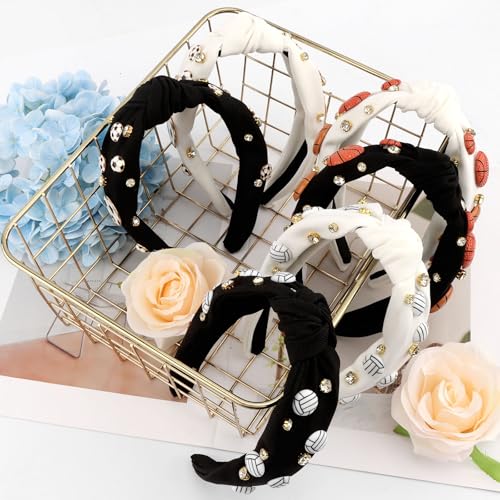 Hapdoo Black Rhinestone Basketball Headband - Sporty Glam Hair Accessory for Fans