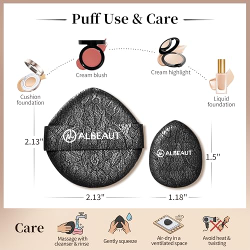 Albeaut 3PCS Foundation Puff Set - 2 Large & 1 Mini Teardrop