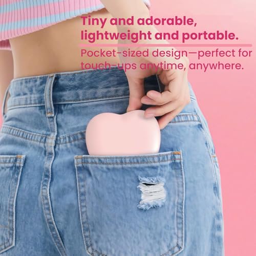 Pink LED Travel Makeup Mirror - 1X/2X Magnifying, Dimmable & USB Rechargeable