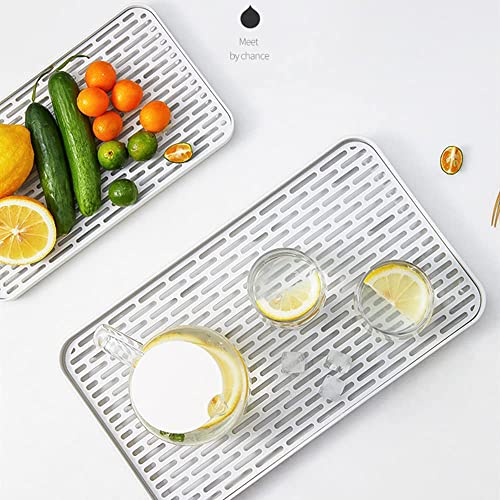 Bonilve 2-Tier Kitchen Sink Drain Rack - White & Grey Drying Mat