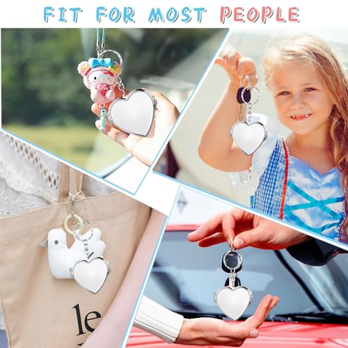 Heart Compact Mirror - 10 Pcs Portable Metal Folding Mirrors with Key Ring