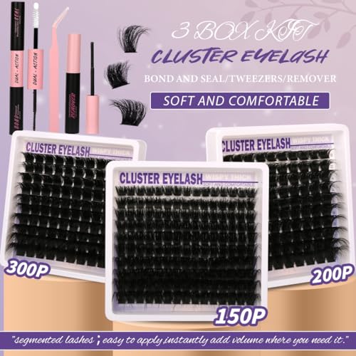 Himirell 350Pcs Cluster Lash Kit - DIY Individual Eyelash Extensions for Beginners