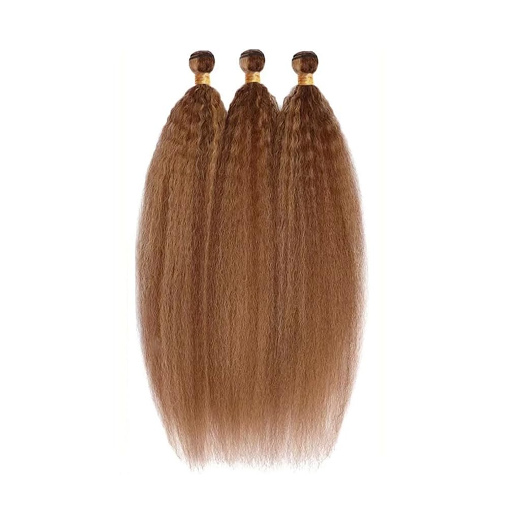 300g 28 30 32 Inch Highlight Bundles Human Hair Light Brown Kinky Straight Bundle Color 30 Human Hair 3 Bundles Brazilian Virgin Remy Hair Extensions
