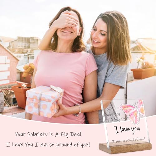 Inspirational Sobriety Gift Plaque for 1 Year Recovery - 4.7" x 4.7"
