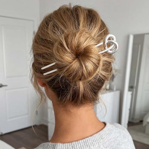 Gold Metal French Hair Pins U Shape Hair Fork for Buns & Updos (Pack of 2)