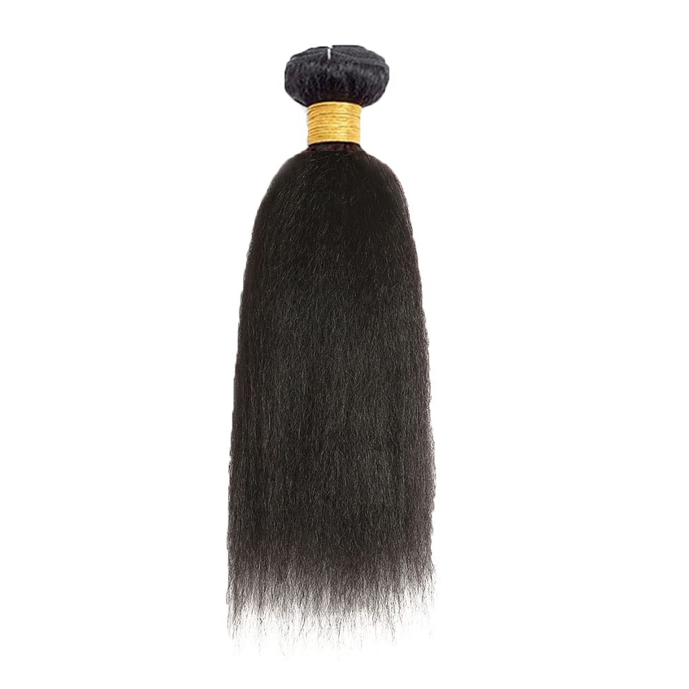 24 Inch Yaki Straight Bundles Human Hair Bundles Brazilian Remy Hair #1B Natural Black Color 50 Grams/Bundle Unprocessed Virgin Hairs Kinky Straight 1 Bundle Weaves Hair Extensions