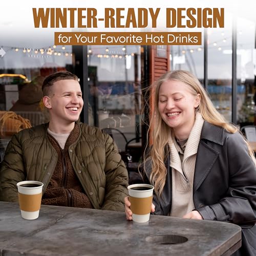 Kraft Paper Coffee Cup Sleeves - Insulated Hot Drink Holders, 100 Pack