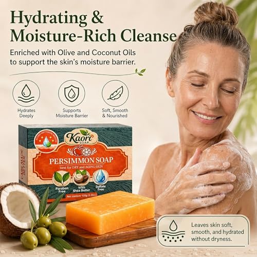 Kaori Persimmon Deodorizing Soap for Mature Skin, Natural Body Bar