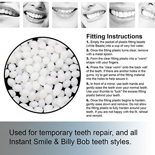 Instant Smile Billy Bob Replacement Thermal Adhesive Beads for Fake Teeth - Waterproof, Easy Fit, 8-Pack