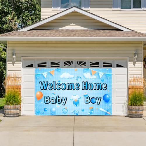 Labakita Welcome Home Baby Boy Banner Backdrop - 70.86 x 43.30 in