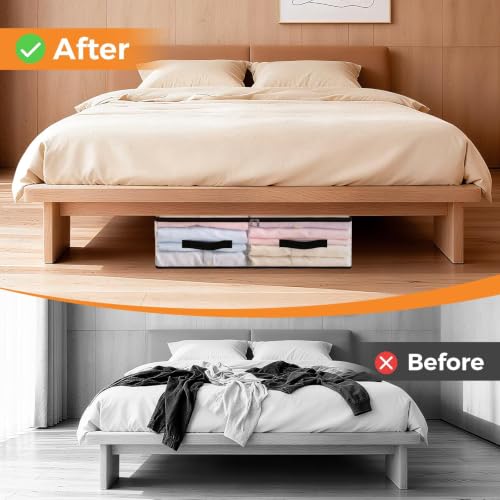 EdenDwell 2 Pack 60L Under Bed Storage Bags - Clear, Foldable & Durable