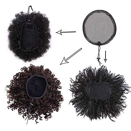 Nunify 5 Pcs Afro Puff Drawstring Ponytail Hair Nets with Combs - L/Round Size