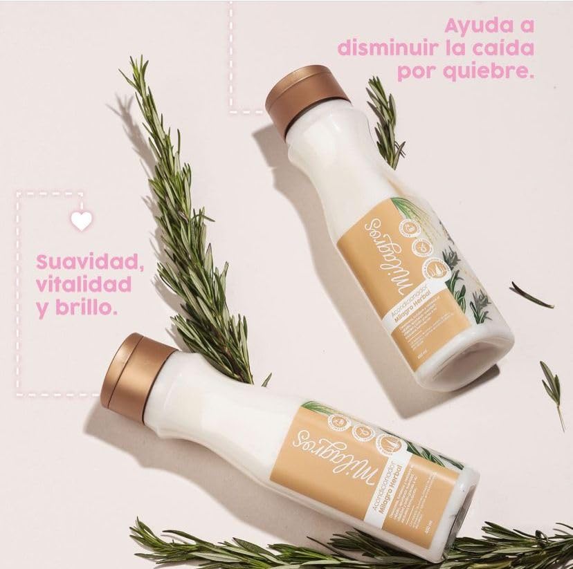Milagro Herbal Shampoo & Conditioner Set - 100% Natural Colombian Hair Care for Growth & Repair | Pack of 2