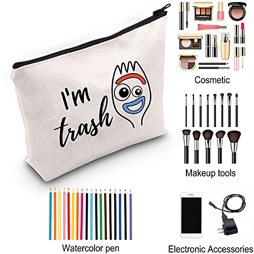 ZJXHPO Forky I'm Trash Makeup Bag - Waterproof Zipper Pouch