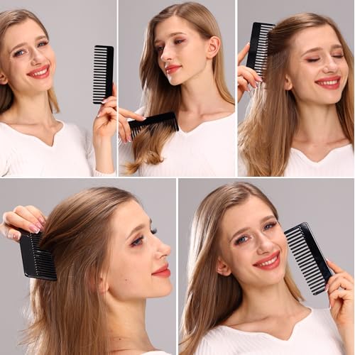 Wide Tooth Comb for Thick Curly Hair - Black/Tortoise Detangling