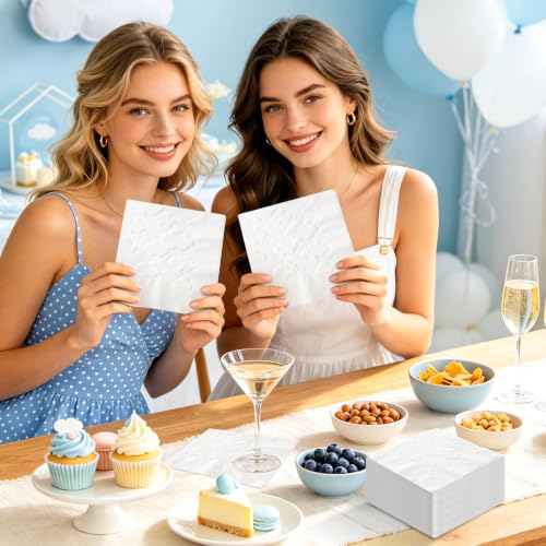 AnyDesign 50 Pcs Cloud Cocktail Napkins - Decorative White Paper Napkins for Parties