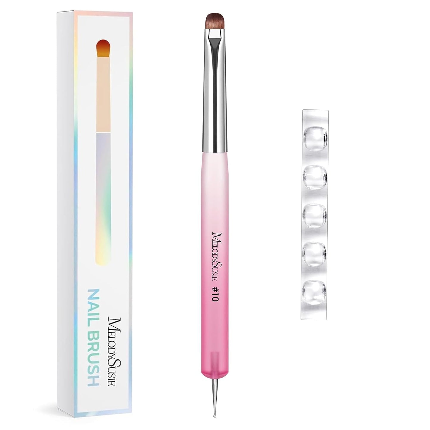 Dual-Ended French Nail Brush & Dotting Pen Set - Nail Art Tool with Holder | Blue, Size #12