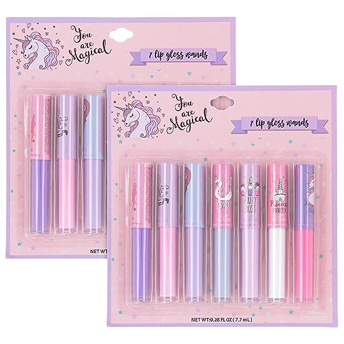 14-Piece Unicorn Princess Lip Gloss Set for Girls - Non-Toxic & Shimmery