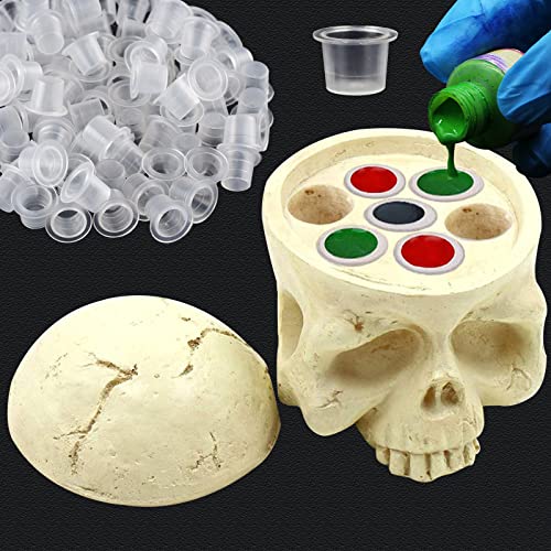 CINRA Skull Tattoo Ink Holder with 100Pcs Ink Cups - Ink Caps Kit