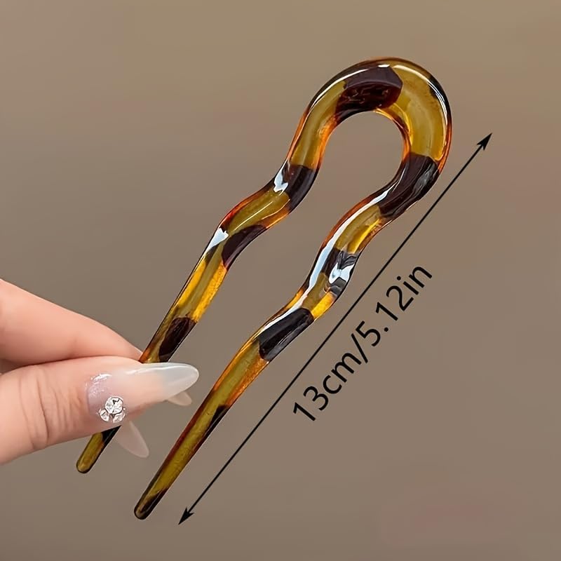 Large French Hair Pins for Women - 6 Pcs U-Shaped Hair Forks for Elegant Updo Styles