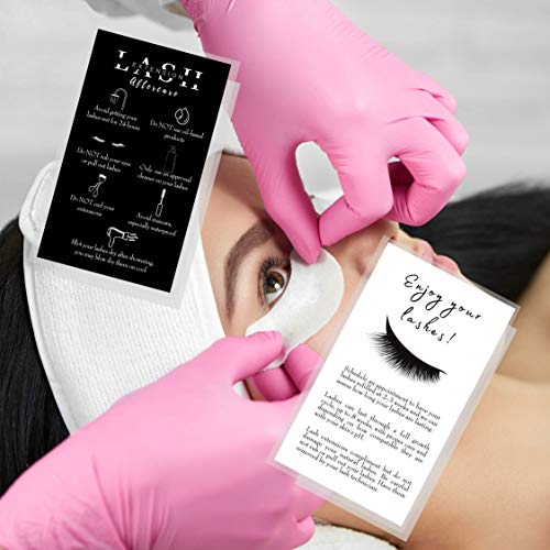 Lash Extension Aftercare Instructions Cards - 50 Pack, Double Sided 3.5x2 Inches, Professional Lash After Care Tips for Eyelash Extensions