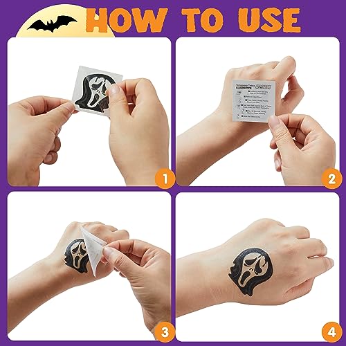 JOYIN 144 Glow-in-the-Dark Halloween Temporary Tattoos for Kids - 12 Spooky Designs