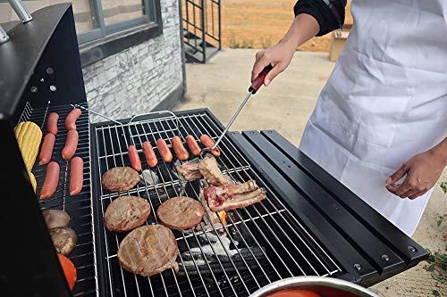 15-Inch Stainless Steel BBQ Meat Turner Hook with Wooden Handle