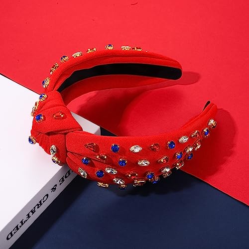 NVENF 4th of July Headband American Flag Rhinestone Pearl Hairband - Variation 4