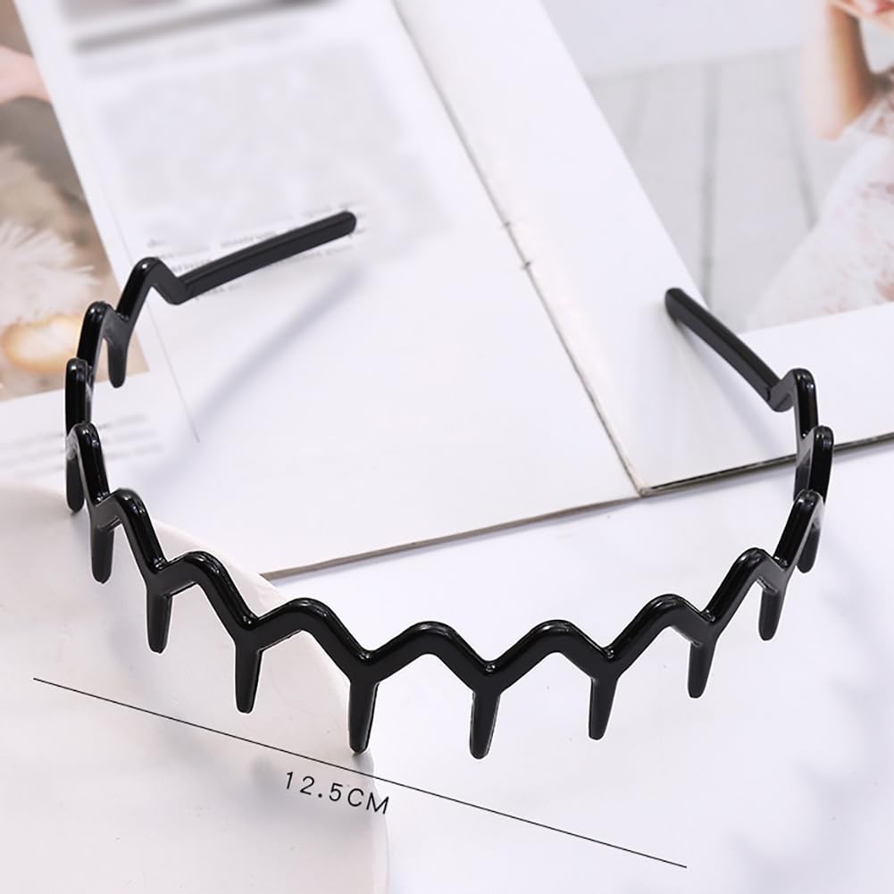UUYYEO 4 Pcs Plastic Zig Zag Headbands Wavy Hair Bands Tooth Comb Hairband Teeth Hair Hoops Wave Head Bands Non Slip Hairbands Sports Hair Band Effortless Hair Accessories for Women