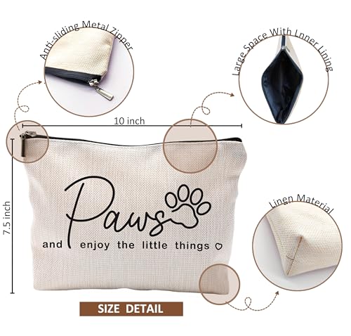 Dog Mom Makeup Bag with Zipper - Inspirational Quote Cosmetic Case for Women