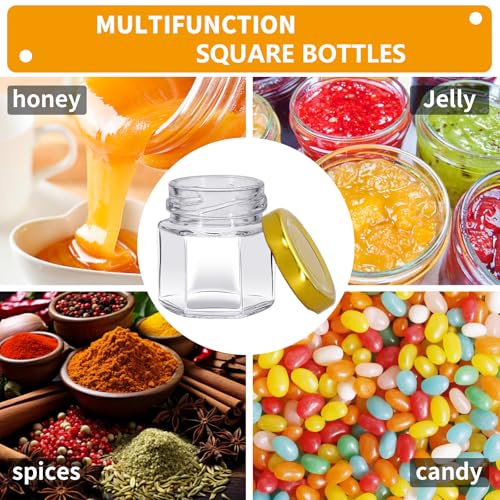 10 Pack Mini Clear Glass Honey Jars with Airtight Lids - 1.5 oz