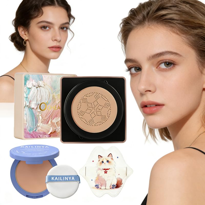 Mushroom-Head Cushion Foundation & Setting Powder Set - Long-Lasting Matte Finish | 3 Shades Available