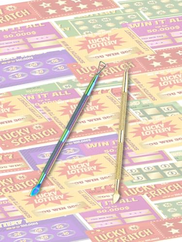 2PCS Metal Lottery Ticket Scratcher Tools - Rainbow & Gold