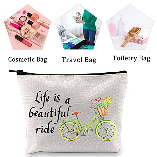 MBMSO Life is a Beautiful Ride Bicycle Travel Makeup Bag Waterproof Cosmetic Pouch