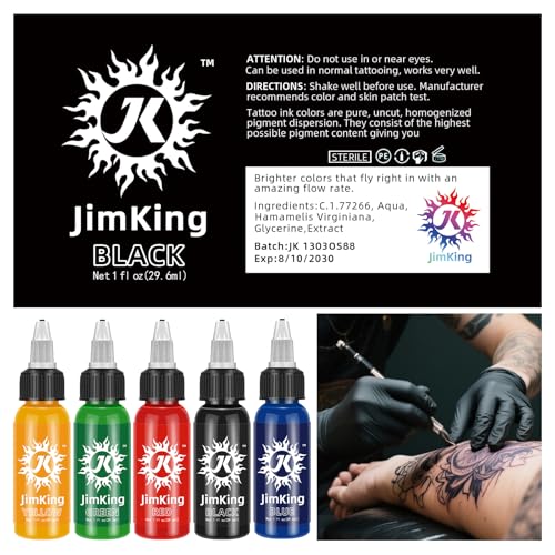 JimKing 30ml Water-Based Tattoo Ink Set - Natural Plant Pigments for Permanent Makeup & Tattoos, Long Lasting & Vivid Colors
