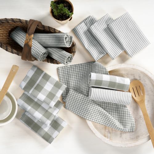 Lane Linen 100% Cotton Kitchen Dish Cloths - 12 Pack, Ultra Absorbent, Quick Drying, 12"x12"