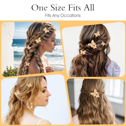 Gold Butterfly Hair Clips Set | 5Pcs Elegant Hair Accessories