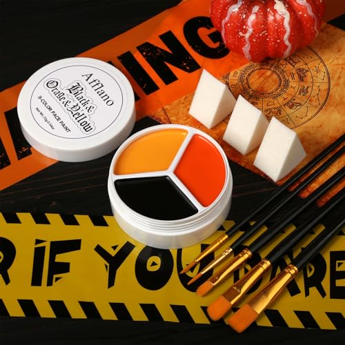 Black Orange Yellow Face & Body Paint Kit Halloween SFX Makeup 9 pcs
