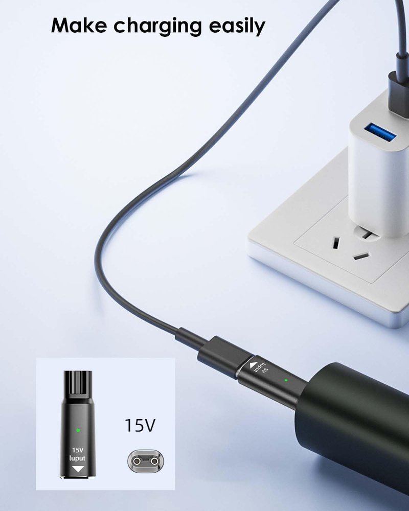 OYY USB C Converter Adapter for Philips Shaver Charger 15V Power Supply Charging Cord Adapter for Norelco HQ8505 7000 5000 3000 9000 2000 MG7750 Electric Razor Arcitec, Multigroom Beard Trimmer 2Pack
